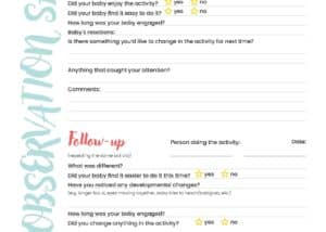 Montessori Edited baby observation sheet / obrazac za promatranje bebe