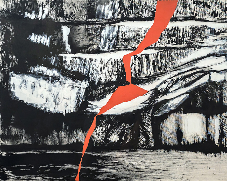 Alma Čače - Metabolizam (crveno), mješoviti mediji na platnu, 2022., DLightful galerija / Metabolism, mixed media on canvas, 2022, DLightful Gallery