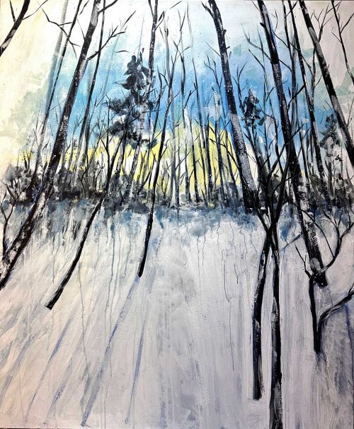Jelena Martinović - Šuma zimi, akril na platnu, 2024., DLightful galerija / Winter Forest, acrylic on canvas, 2024, DLightful Gallery