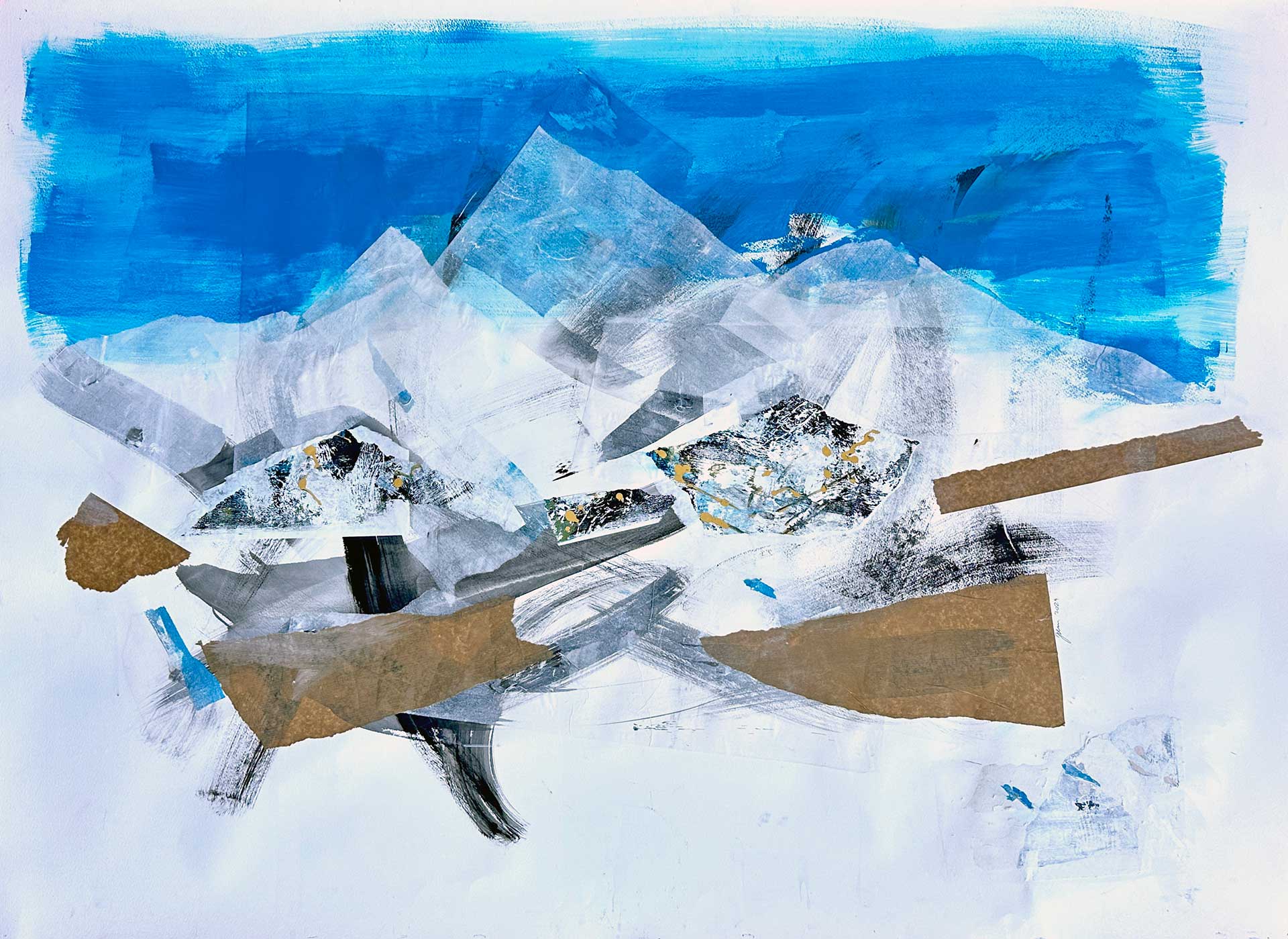 Jelena Martinović - Uspon br. 4, kombinirana tehnika na papiru, 2024., DLightful galerija / Ascent no. 4, mixed media on paper, 2024, DLightful Gallery