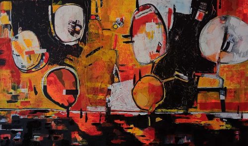Irena Vasilj - Matches and Flames, 2024-2025, mixed media on canvas / miješana tehnika na platnu, DLightful gallery_galerija